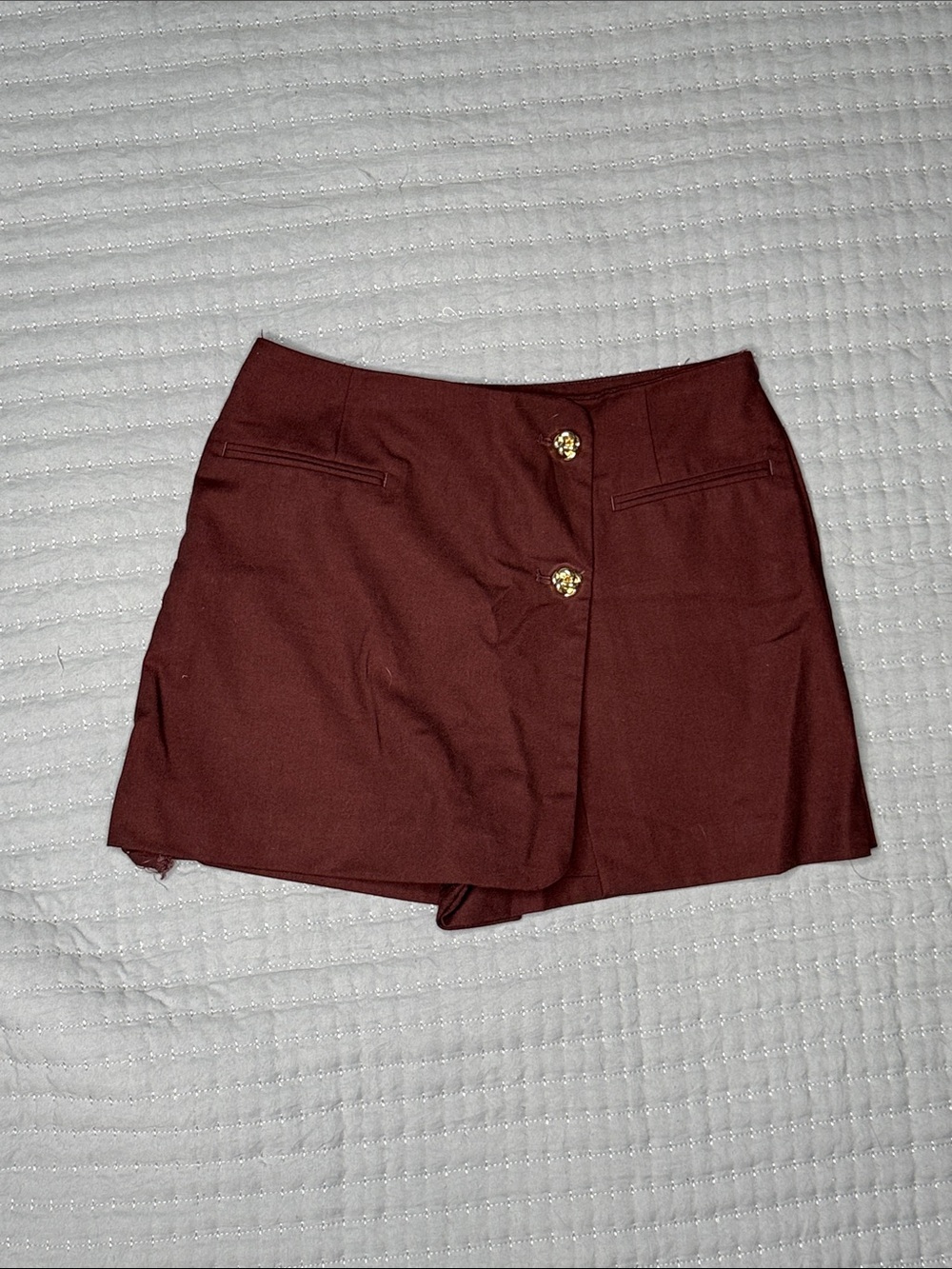 Zara Burgundy Skort with Gold Buttons